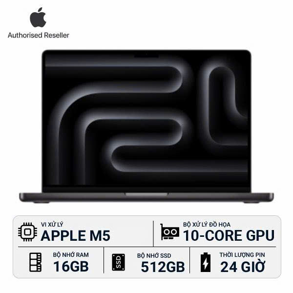 Macbook Pro M5 14-inch 10-core CPU 10-core GPU 16GB RAM 512GB Chính hãng Apple Việt Nam